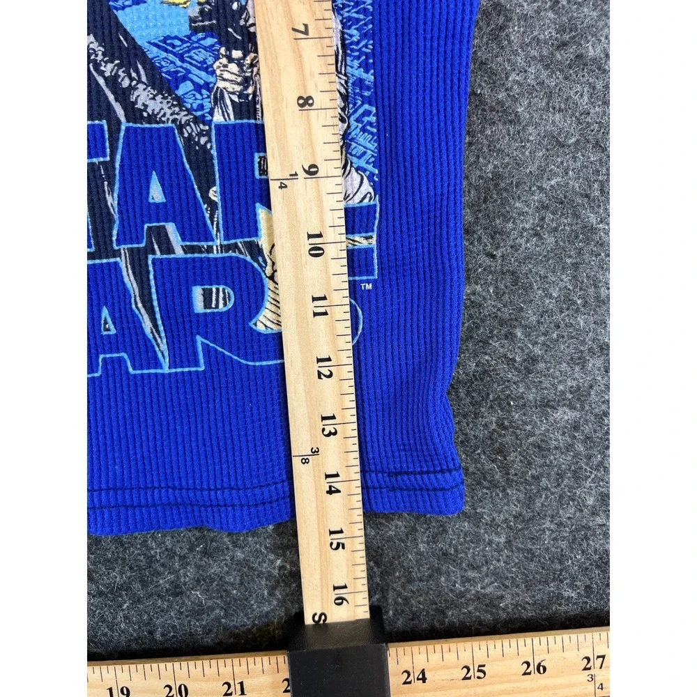Vintage 90s Star Wars Darth Vader Luke Skywalker Blue Thermal Shirt Kids 4-5